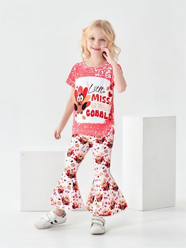 Image of Ayzozuy Kids Toddler Girl Clothes Letter Print Graphic Top + Leopard Print Flare Leg Pants 2PC Summer Clothing Set