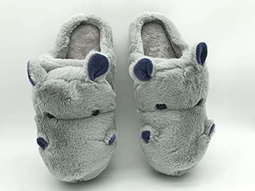 Fuzzy Hippo Slippers - Funny Plush Hippo Animal Slippers, Non-Skid Indoor Outdoor Hippo Style Cotton Shoes For Women Men3