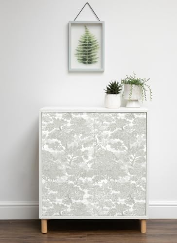 Papel tapiz moderno extraíble y lavable con diseño de árbol gris 5