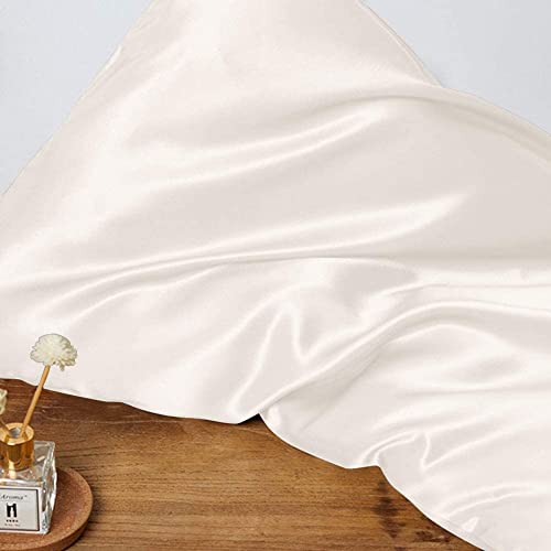 Thxsilk Silk Pillowcase 22 Momme 100% Pure Mulberry Natural Soft Breathable Pillow Cover With Hidden Zipper Closure, Standard Size 20"X26",White #TOP1