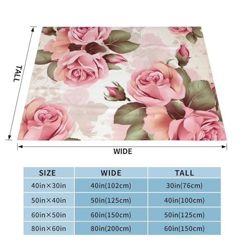 Couverture polaire rose plaid flanelle lit canapé imprimé floral - 5