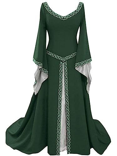 Onsoyours Damen Mittelalter Kleid Trompetenärmel Bodenlanges Retro Kostüm Gewand Gothic Renaissance Viktorianisches Prinzessin Kleidung Hexenkostüm...