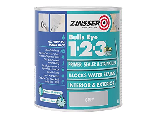Zinsser BULLS EYE 1-2-3 *PLUS*** 1 litre Ready Mixed Colour - Grey