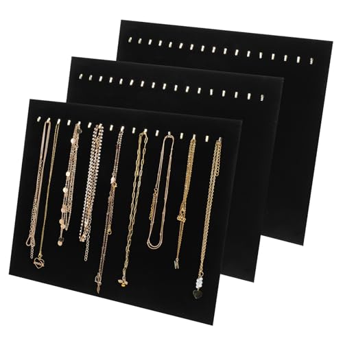 3 Pack Black Velvet Jewelry Display Stands – 17 Hook