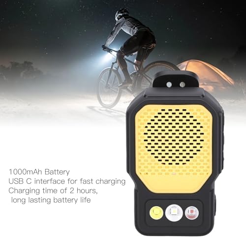 Serounder Wearable Speaker, 5W LED Flashlight with 5060LM 3 Lighting Modes, Portable Bluetooth Speaker with Call Function MP3 AAC WAV Support, for Outdoor Travel Camping (Orange)