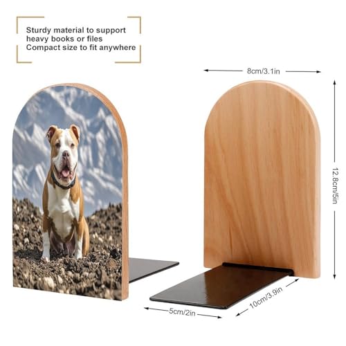 Sujetalibros de madera resistente de Pitbull con soporte resistente decorativo 3