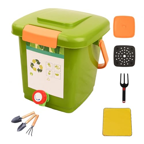 Kitchen Compost Bin Set of 2 2/2.6/4/5 Gallon Indoor Composter Space saving Design Portable Compost Bucket Easy to Carry Eco Friendly Style1 (8L)