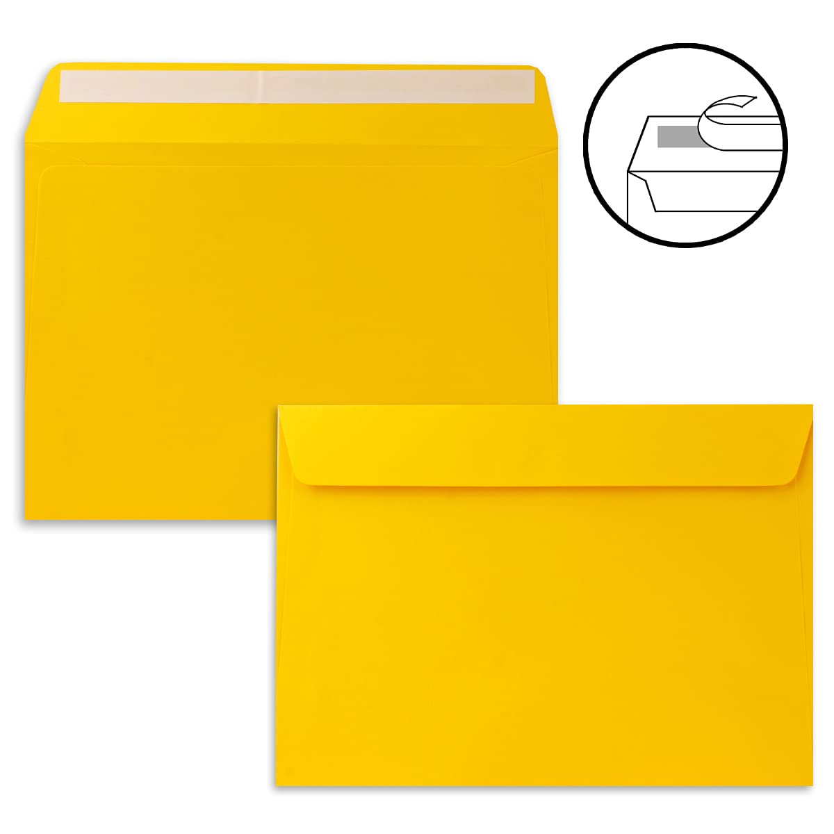 100 x zestaw pojedynczych kartek DIN A5 14,8 x 21 cm w kolorze miodowo-żółtym (żółtym) z kopertami DIN C5 - na duże zaproszenia i kartki na urodziny lub ślub