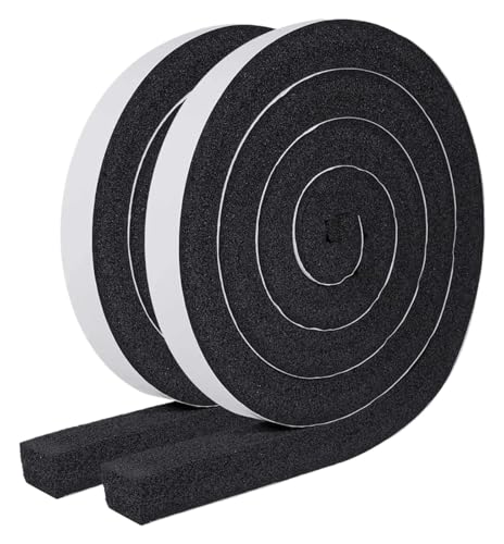 2 Rolls Adhesive Foam Weather Stripping 1 Inch X 0.75 Inch X 6.5ft, Air Conditioner Window Seal Open Cell High Resilience