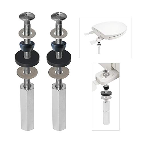 iFealClear 2 PCS Toilet Seat Bolts Kit, Universal Heavy Duty Stainless Steal With Extra Long Downlock Nuts Rubber Washers Gaskets and Easy to install -Bathroom Toilet Repair Screw