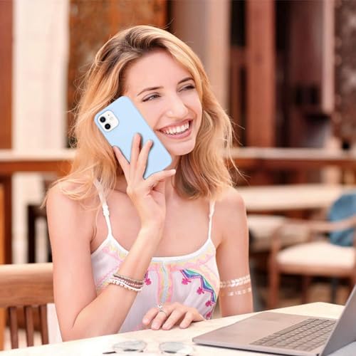 Image of DIZORO Microfiber Candy Case Compatible for iPhone 12 Mini Smooth Touch Cushion Liquid Soft Silicone Non-Slip Full Body Protective Shockproof Back Cover|5.4 inch|Solid (Sierra Blue)