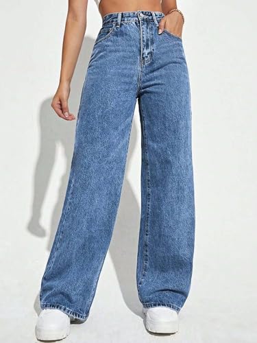 Image of KOTTY Women's High-Waist Button Relaxed Fit Casual Ankle Length Stylish Jeans