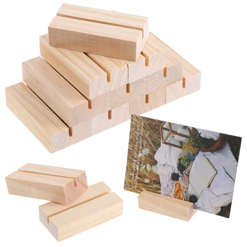 50 Pieces Wood Place Card Holders, Table Number Stands Acrylic Sign Holders, Picture Display Stands for Wedding Party Birthday Cafe Restaurant Decoration