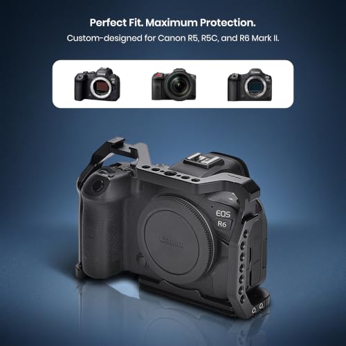 Image of Simpex Metal case for EOS R5, R6, R5 & R6 Mark II Built in Quick Release Plate for arca-Type, Film Movie Making Camera Video cage with Shoe Mount, 1 /4 inch & 3 /8 inch Threaded Holes