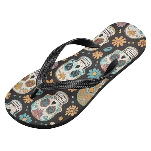 Burbuja Skulls Flip Flops for Women Men, Soft Thong Sandals Rubber Slippers for Pool Beach Essentials2