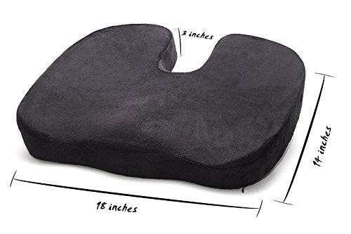 Juwenin,Coccyx Orthopedic Comfy Pro Memory Foam Seat Cushion For For Home Office Desk Chairs, Auto Seats, Sports Stadium Seats (Black) #TOP2