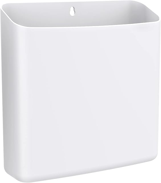 MoKo Magnetic Lint Bin for Laundry Room, Bathroom Washer Saving Container Hanging Widen Storage Holder Orgainzer Basket Wall Mount Trash Can for Detergent Pods Dryer Softener Balls Dryer Sheet, White