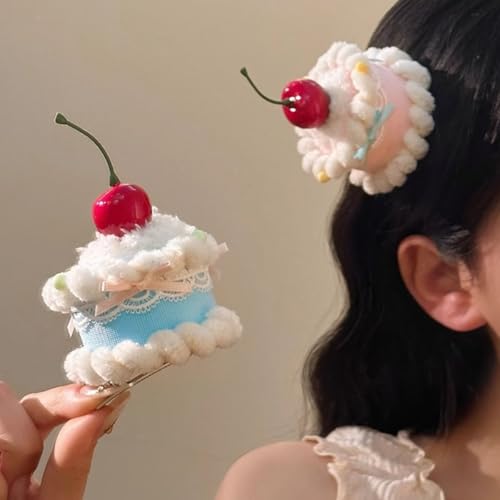 Cupcake-Shaped Cherry Hair Clips - Cute Birthday Hats for Girls Lolita Mini Hats for Photoshoots and Party Decor (2Pcs)