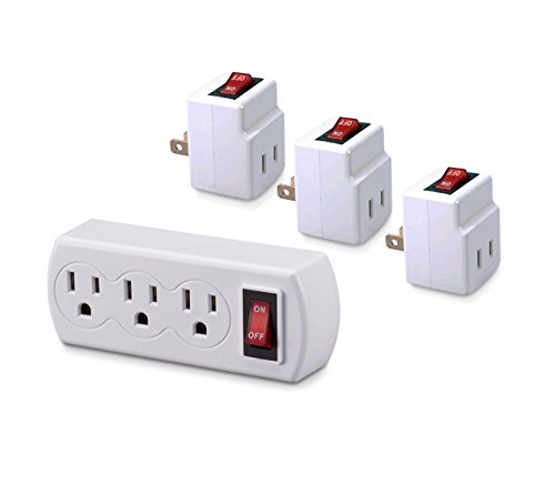 Triple Plug Outlet Adapter with On/Off Switch Energy Saving - Plus 3 Bonus