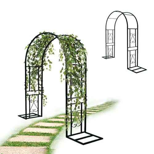 Treillis noir pour plantes grimpantes et arche de jardin en métal de 2,7m