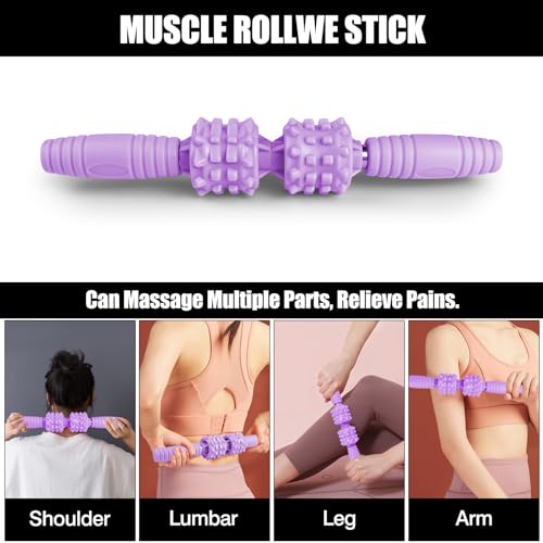 Zmarthumb-4-in-1-Foam-Roller-Set-Trigger-Point-Back-Roller-Muscle-Roller-Stick-Massage-Ball-Carrying-Bag-Massage-Roller-for-Deep-Tissue-MassagePurple