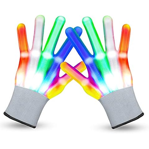 VWMYQ LED Gloves Halloween Costumes for Girls Boys Christmas Cool Toys for 2-15 Year Old Boys LED Gloves Light Up Gloves Glowing Christmas Costume Clubbing Halloween Party Favors (Colorful) Cover