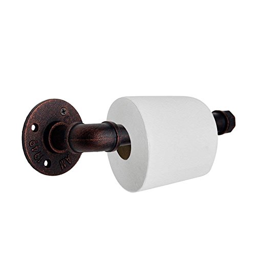 GoYonder Industrial Pipe Decor Toilet Paper Holder Set, Wall Mounted Toilet Roller Paper Holder (Mounting Hardware Included) (Bronze Finish)