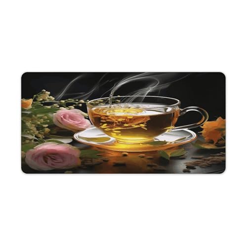 Tapete de escritorio grande Cup of Tea en caucho resistente