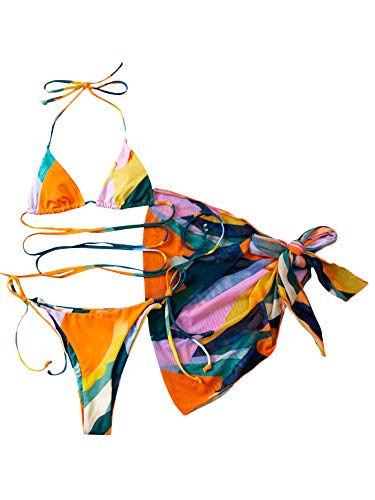 Soly hux women's color block halter tie side bikini bathing suits…