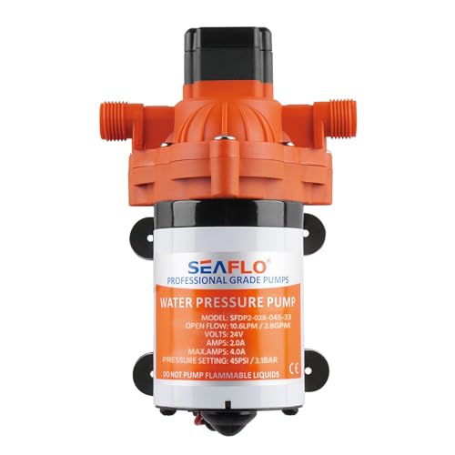 LIGHTEU®, Seaflo DC 24V 11,3 LPM 3,1 bar 33S Selbstansaugende Druckpumpe Membranpumpe für Wasser bei Bedarf für Wohnmobil Camper SFDP2-028-045-33