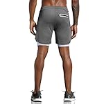 Leidowei Men's 2 in 1 Workout Running Shorts Lightweight Training Yoga Gym 7" Short with Zipper Pockets - Image 3