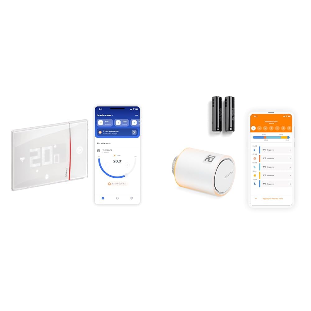 BTICINO SXW8002 Termostato WiFi Smarther2 and 1 Netatmo Valvola Termostatica WiFi