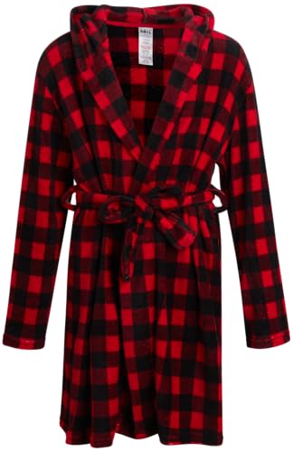 Rene Rofe Boys' Soft Fleece Long Sleeve Hooded Robe - Printed Lightweight Bath Robe (6-14)