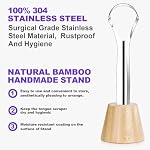 Tongue Scraper for Adults with 2 Holder and 2 Travel Case, Metal Tongue Scraper for Tongue Cleaning and Reducing Bad Breath,100% Stainless Steel Tongue Scraper, Tongue Cleaner for Adults - Image 2
