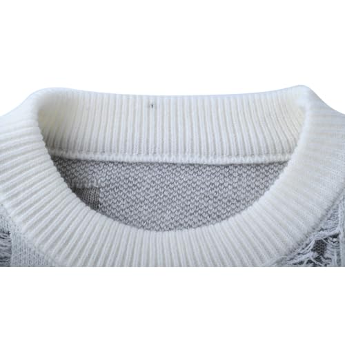 Men's Distressed Y2K Vintage Sweater, Long Sleeve Crewneck Knit Pullover Tops Streetwear Fashion Sweaters4