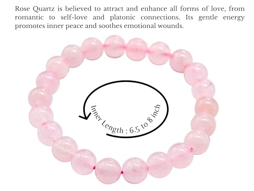 Image of Certified Rose Quartz Bracelet for Women Men with Healing Crystal