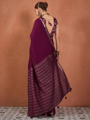 Image of AKHILAM Women's Kanjivaram Woven Soft Silk Saree With Blouse Piece