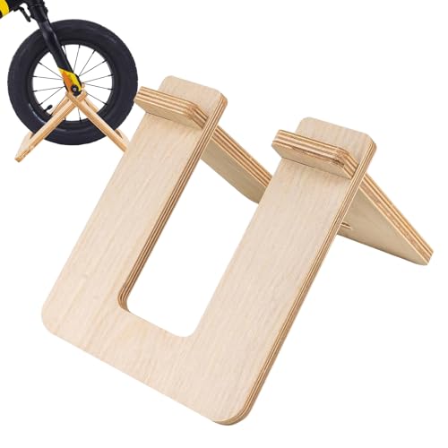 Présentoir de vélo pour enfant – Support de stationnement amovible en bois, support de vélo d'équilibre, support de vitrine stable pour vélos pour anniversaires,...
