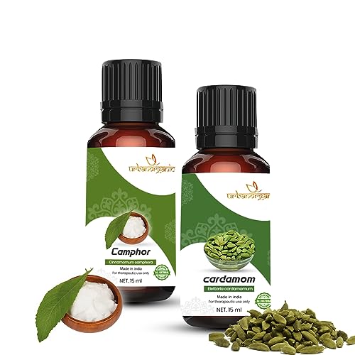 Image of Pure Combo Of 2 Essential oil For Hair & Skin Natural Therapeutic Grade & Undiluted Oil 15ML (Camphor-Cardamom)