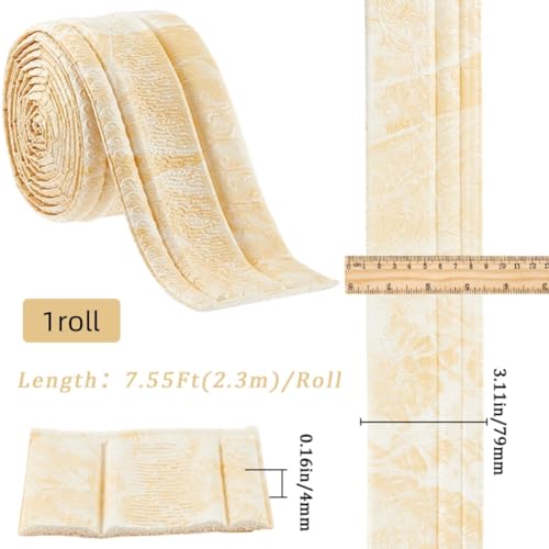Image of GORGECRAFT 90.55x3.11 Inch 3D Wall Edging Self Adhesive Foam Molding Peel Stick Wallpaper Border Trim Flexible Decorative Lines Trim for Countertops Mirror Wall Ceiling DIY Decor (Navajo White)