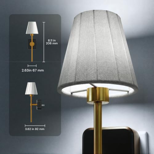 Image of L LOHAS LED Night Lights Plug into Wall,White Pleated Fabric Cover Night Light, 5000K Daylight with 0-100LM Dimmable Night-light, Dusk to Dawn Sensor Vintage Nightlight for Bedroom Living Room