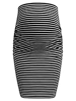 Herzmutter Umstandsrock - Rock für die Schwangerschaft - Mini-Länge - Bleistift-Umstands-Rock - aus Baumwolle - festes Material - doppellagiger Bauchteil - 6500 (Gestreift, XL)