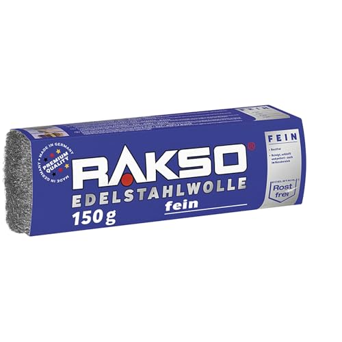 RAKSO Edelstahlwolle fein - 150g, 1 Banderole, rostfrei, hygienische Reinigung, reinigt, schleift, poliert im Nassbereich