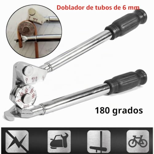 Miniatura 7 de Nimomo Dobladora De Tubos Manual 1 4 6mm , 0 A 180 Grados Herramienta De Doblado De Tubos, Curvadora De Tubo De Cobre Maquina Para Doblar Para Tubos De Cobre, Aluminio Y Blandos Acero Inoxidable