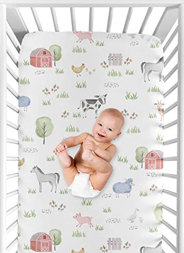 Sweet Jojo Designs Farm Animals Boy or Girl Fitted Crib Sheet Baby or Toddler Bed Nursery - Watercolor Farmhouse Horse Cow Sheep Pig - Image 5