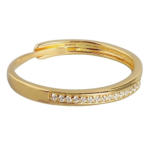ZAVYA 925 Sterling Silver Gold Plated Ring Gorgeous Cubic Zircon - Gift for Women & Girls|Modern Minimalistic Silver Jewelry|With Authenticity Certificate & 925 Stamp (B0C7KQ8JWB) Amazon Price History, Amazon Price Tracker