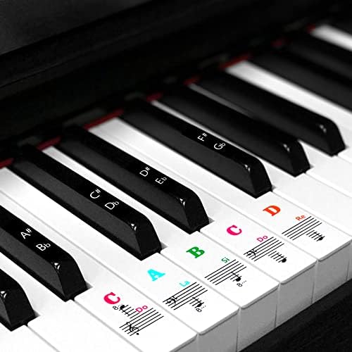 AIEX Piano Keyboard Stickers for 88/61/54/49 Key, Piano Notes Stickers Removable and Clear Piano Keyboard Letters for Beginners Kids (Colorful) 7 41NabUvrcmL. AC