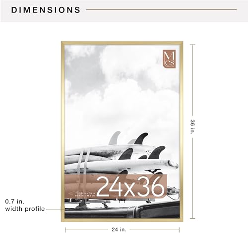 Image of MCS Foundation 24x36 Poster Frame Traditional Brass, Vertical & Horizontal Wall Hanging Large Picture Frame for Photos, Posters & Art Prints (1-Pack)