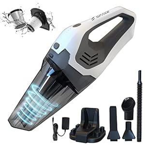 Space Handstaubsauger 9000Pa, Akku Handsauger Kabellos mit Ladestation, 11.1V Staubsauger mit Waschbarer Doppel…