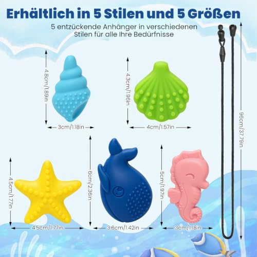 Kaukette für kinder 5er Set, Sensorische Kauketten, BPA-freies Silikon – Ansicht 2